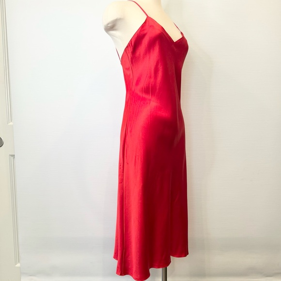 90s Victoria’s Secret Silk Cherry Red Vintage NWT NOS Midi Slip Dress M - Picture 5 of 9